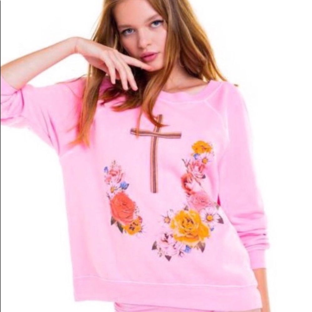Wildfox sweater Neon cross and roses size Xsmall